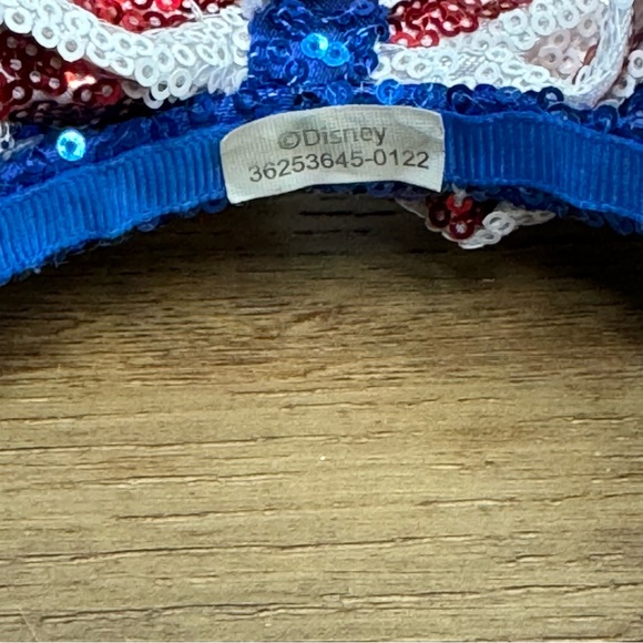 Disney Minnie Mouse Patriotic Sequin Ears • Headband Red White Blue Star Stripe - Picture 3 of 6